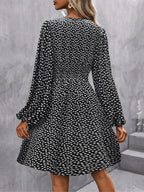 Dresses 2025 Woman Clothing V Neck Lantern Sleeve Wrap Mini Dress Ruched Waist Flowy Hem Elegant for Autumn and Party Styles ﻿