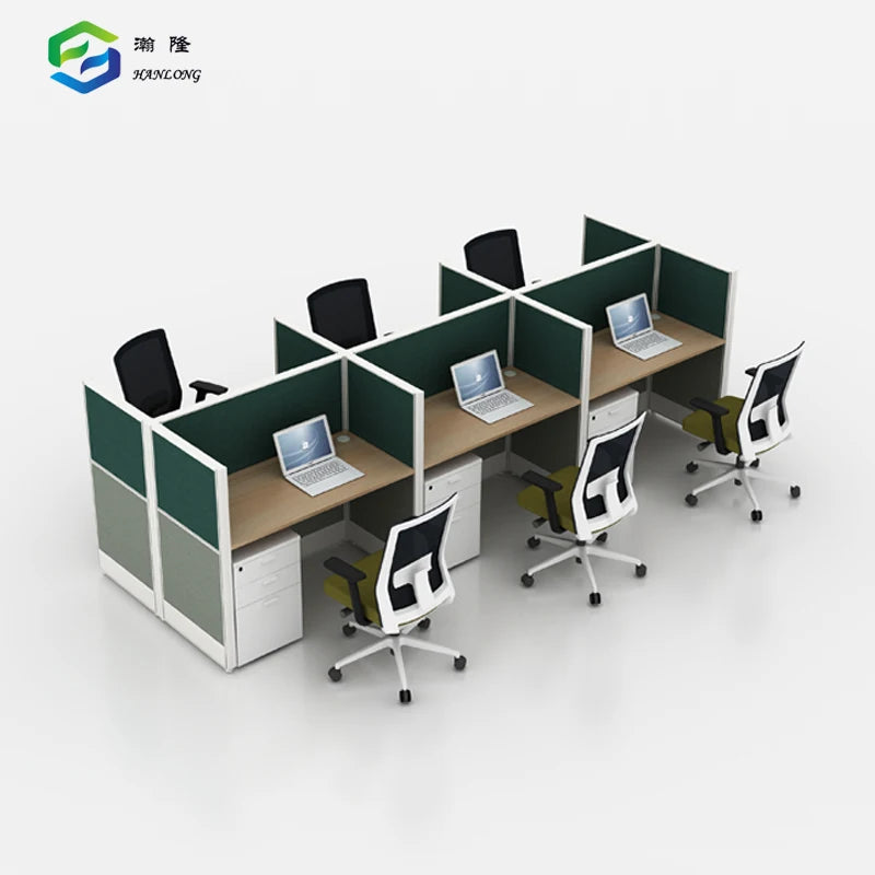 Cubicle Office Furniture Aluminum Profile Partition Modern 6 Person Workstation Desk