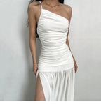 Pleated Slit Gown