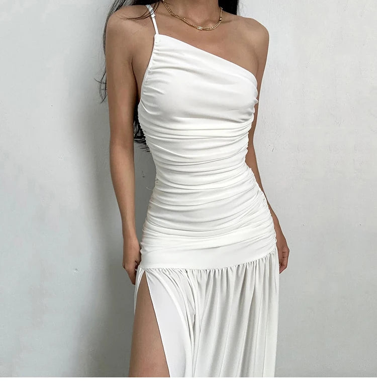 Pleated Slit Gown
