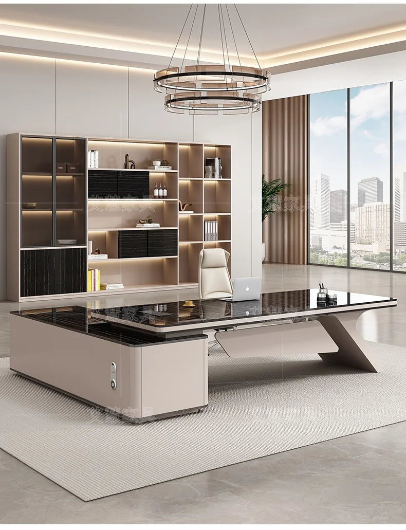 Light luxury boss table, simple modern desk, large desk manager, office desk and chair combination