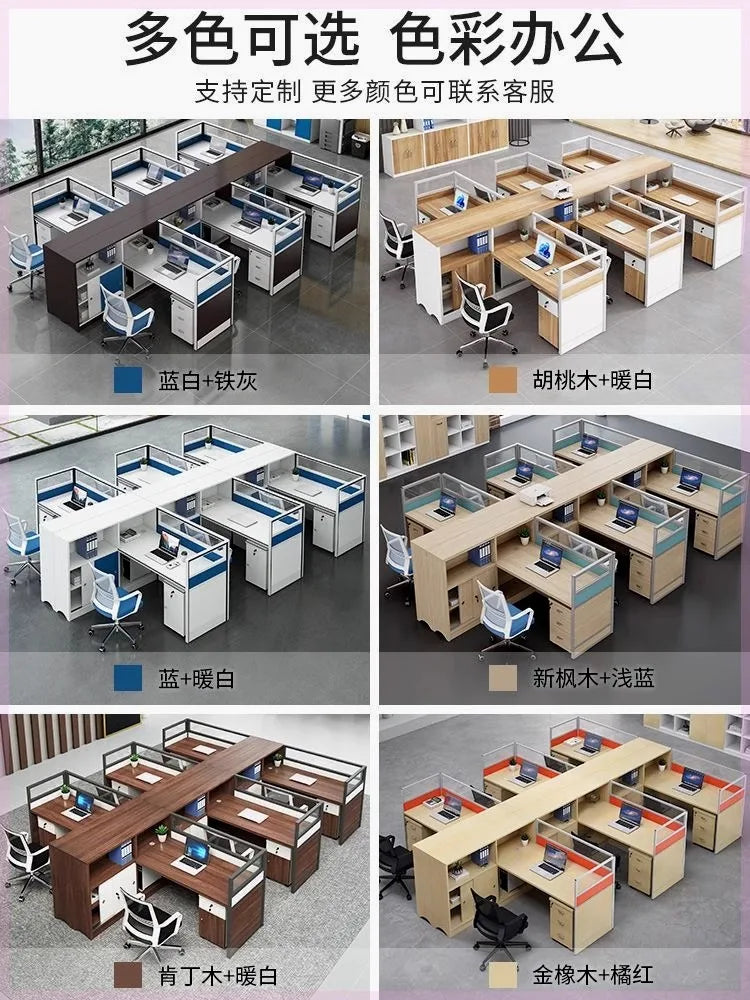 Modern Design Office Furniture Single-seat Employee Workstations Wooden Computer Desks and Office Desks with Storage Cabinets