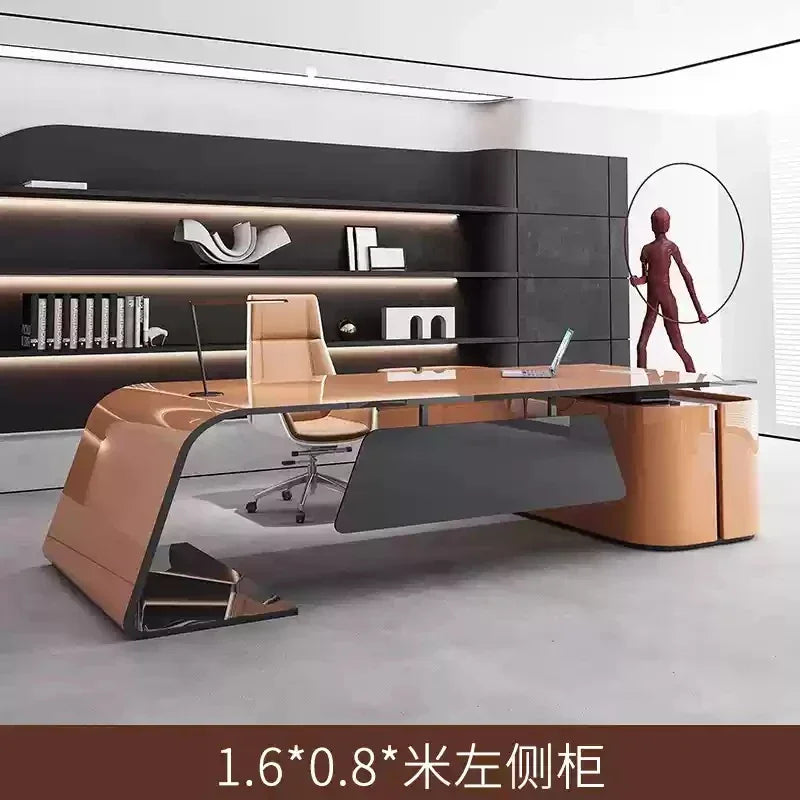 European High Quality Office Desk Cheap Executive Study Standing Office Desk Storage Floor Boss Wooden Escritorio Furniture