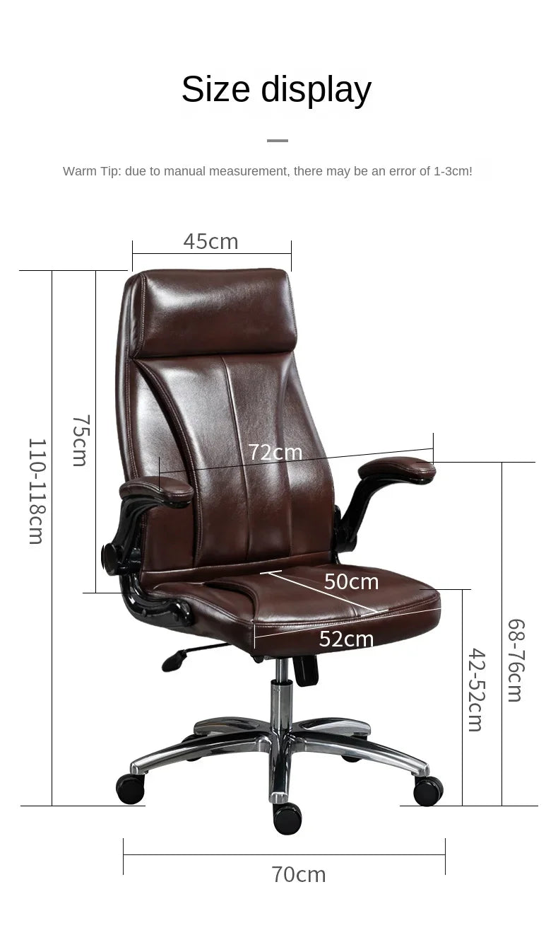 Genuine Leather Boss Chair, Office Chair, Comfortable for Long Periods of Sitting, Can Lie Down for Nap, Computer Swivel Chai