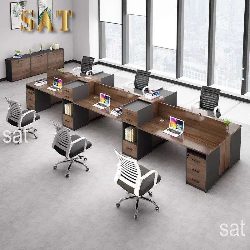 Moderne 6-Personen-Kombination Aus Einfachem Computer-Schreibtischs Tuhl Einzel-und Doppel-Face-to-Face-Design Eisen Modularer S