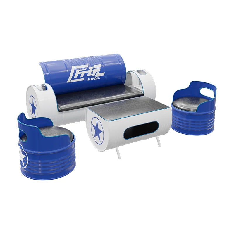 Industrial style sofa coffee table combination Internet celebrity creative bar clear bar milk tea shop table and chair oil drum