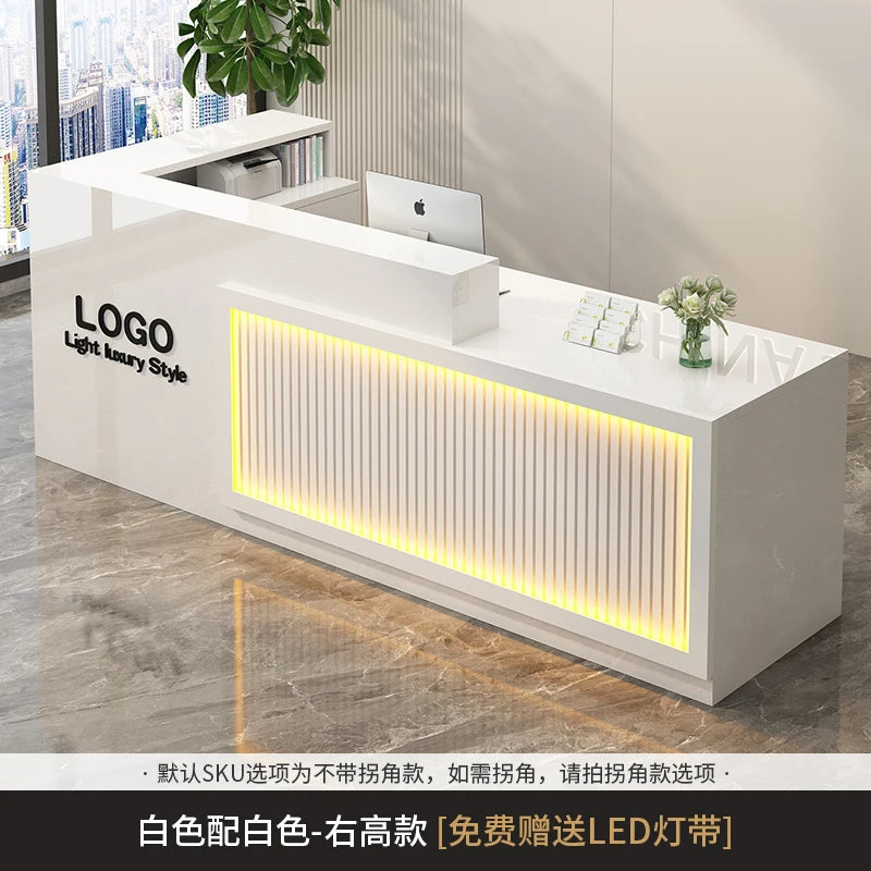 Luxury Simple Reception Desk Logo Salon Decorations Modern Reception Desk Office Beauty Mostrador Recepción Commercial Furniture