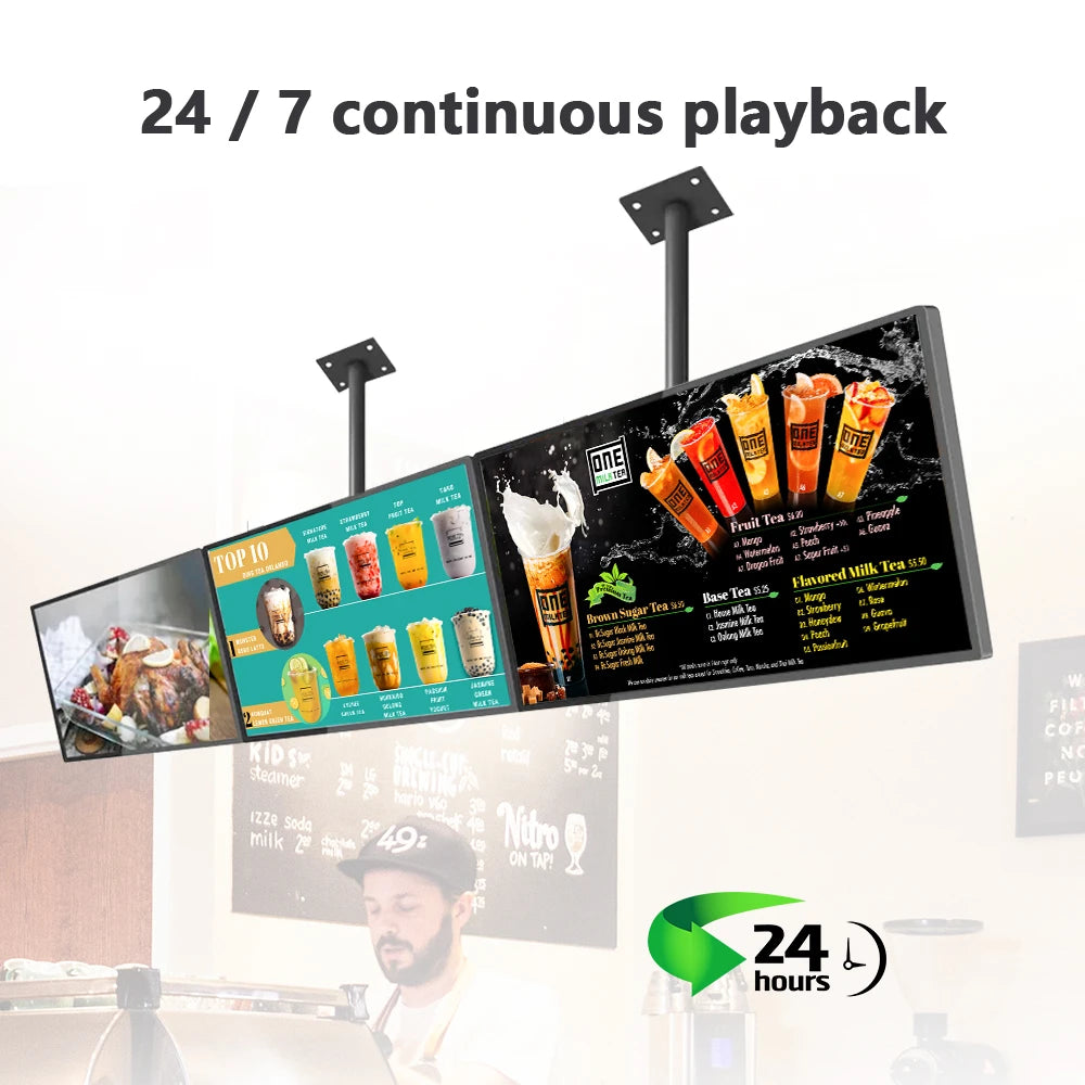 49 55 Inch Fast Food Store Advertising Devise Hanging Lcd Display Wall Mounted Digital Menu Board for Restaurant Shopping Mall