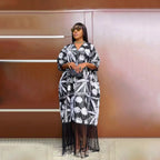 2025 African Dresses for Women Tassels African Fashion Boubou Dashiki Ankara Outfits Evening Gown Abayas Printing Kaftan Robe