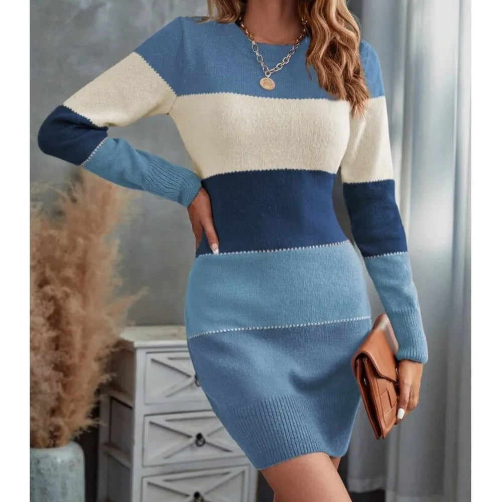 2025 Autumn Long Vestidos Para Mujer Dresses 2025 Woman Roupas Feminina Casual Simple Style Solid Color Splicing Winter Clothes
