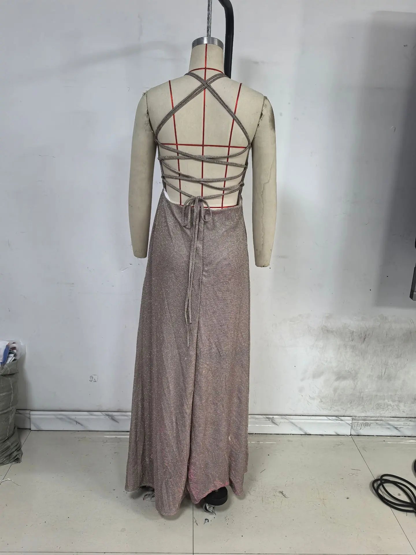 Female Evening Dress Dress 2025 Fashion New Spring And Autumn High Street Suspender Backless Sexy Split Flash Party Banquet