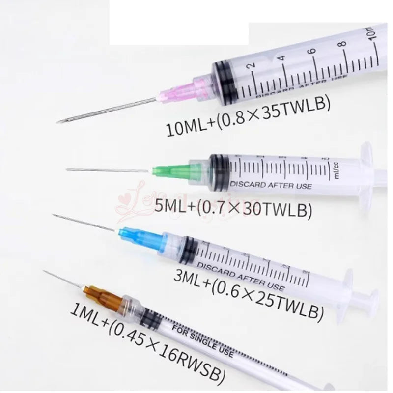 50pcs 1ml/3ml/5ml Plastic Disposable Injector Syringe For Refilling Measuring Nutrient Luer Lock Syringe Ink Injection Dental
