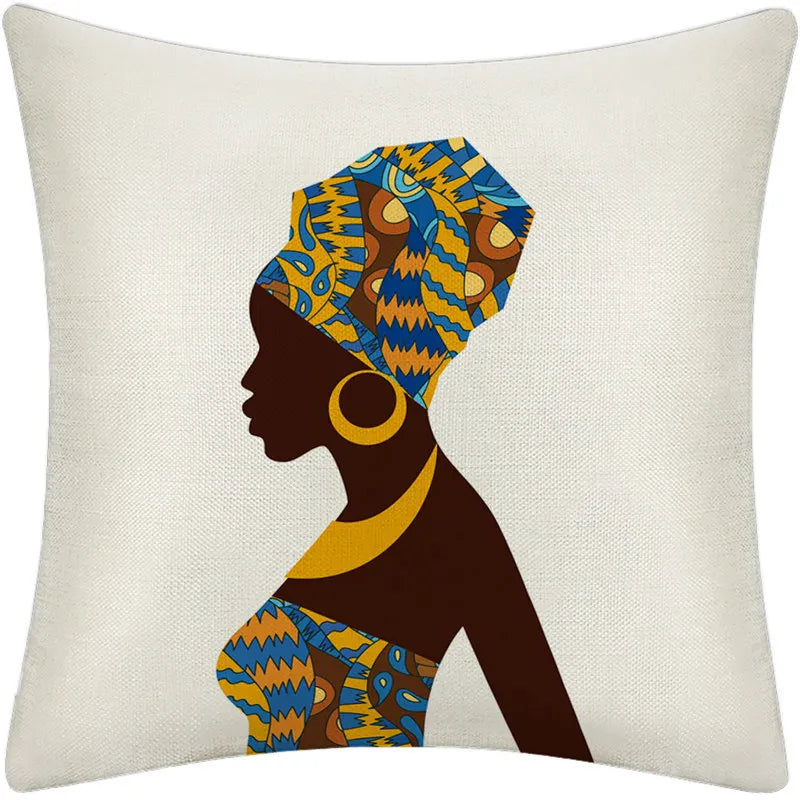 African Costume Clipart Throw Pillow 45x45 Africa Life Collection African Woman Pillowcase Sofa Car Decorative Cushion Cover