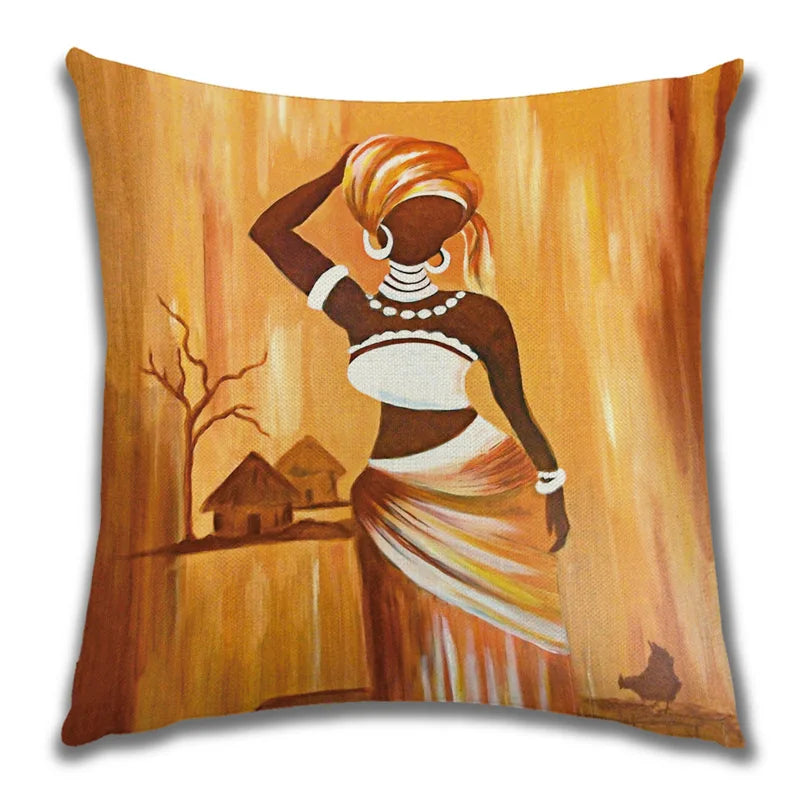 African Costume Clipart Throw Pillow 45x45 Africa Life Collection African Woman Pillowcase Sofa Car Decorative Cushion Cover