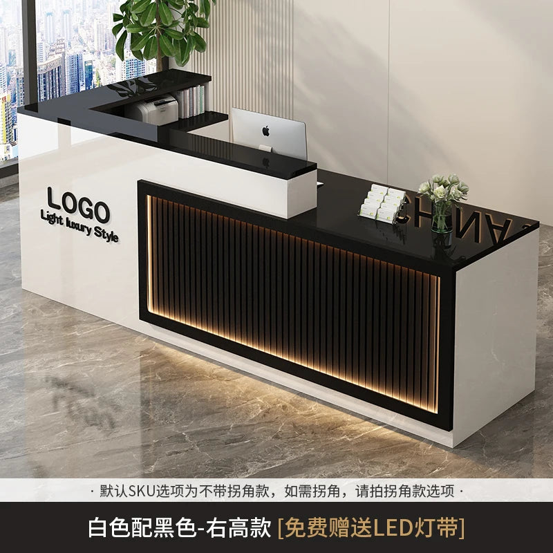 Luxury Simple Reception Desk Logo Salon Decorations Modern Reception Desk Office Beauty Mostrador Recepción Commercial Furniture