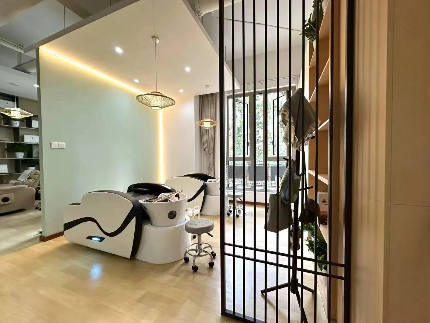 Plug In Automatic Massage Shampoo Bed Built in Electric Massager, Hair Salon Head SPA Hydrotherapy Commercial Salon Furniture