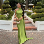 Satin Halter Backless Dress
