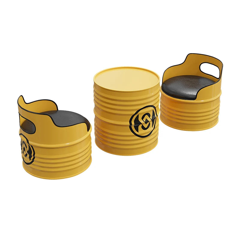 Industrial style sofa coffee table combination Internet celebrity creative bar clear bar milk tea shop table and chair oil drum