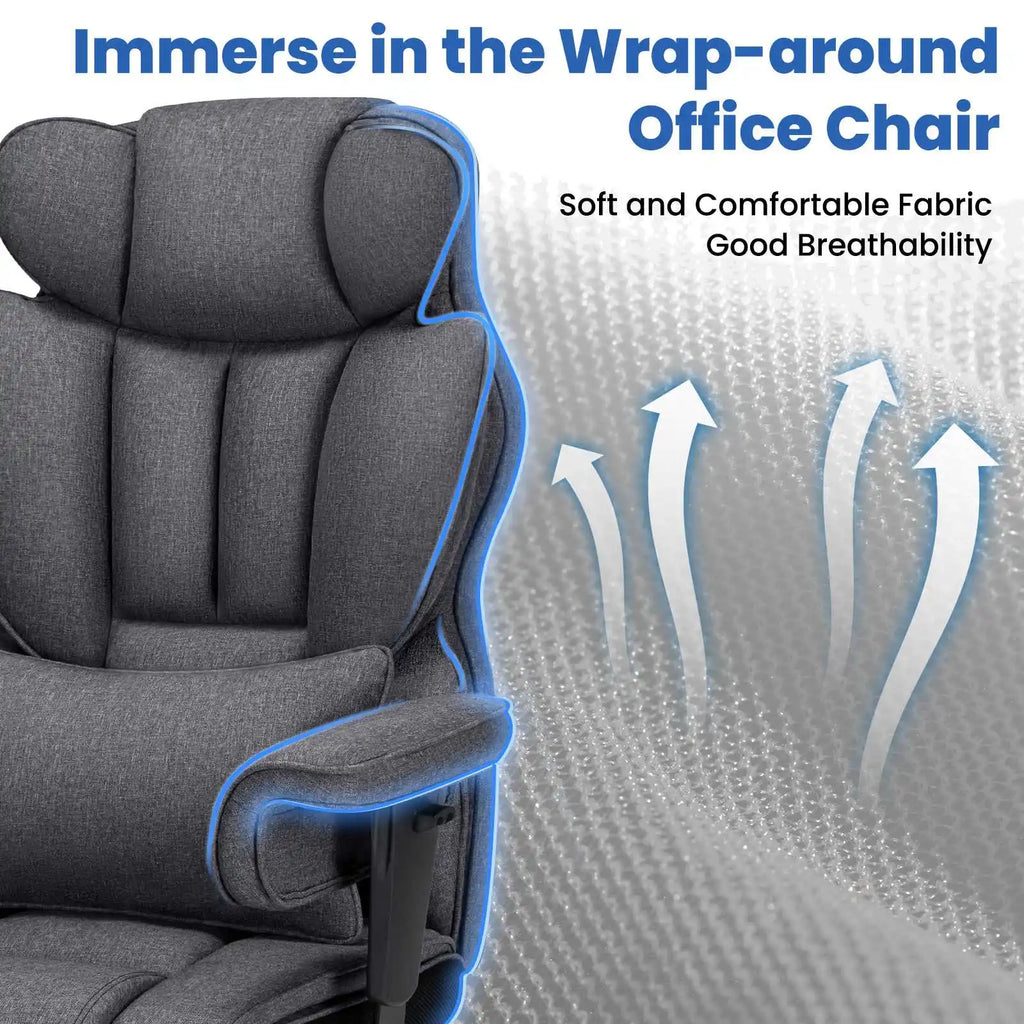 Big and Tall High Back Executive Task Chair Linen Fabric Breathable Keeping you cool Home Office Chairs