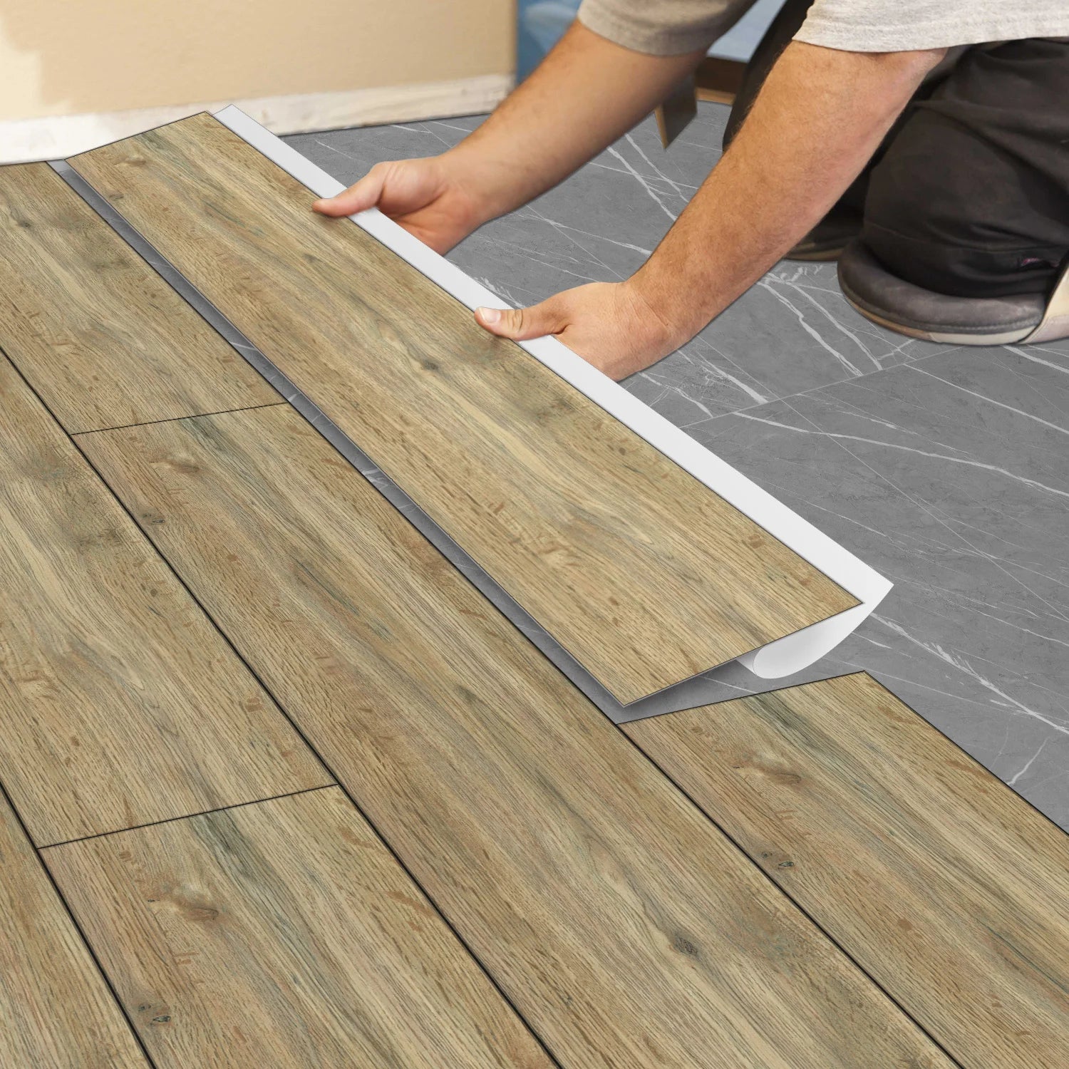 Simple Wood Grain PVC Floor Stickers For Corridors Living Rooms Wall And Floor Decorations Waterproof Self-Adhesive Wall Sticker