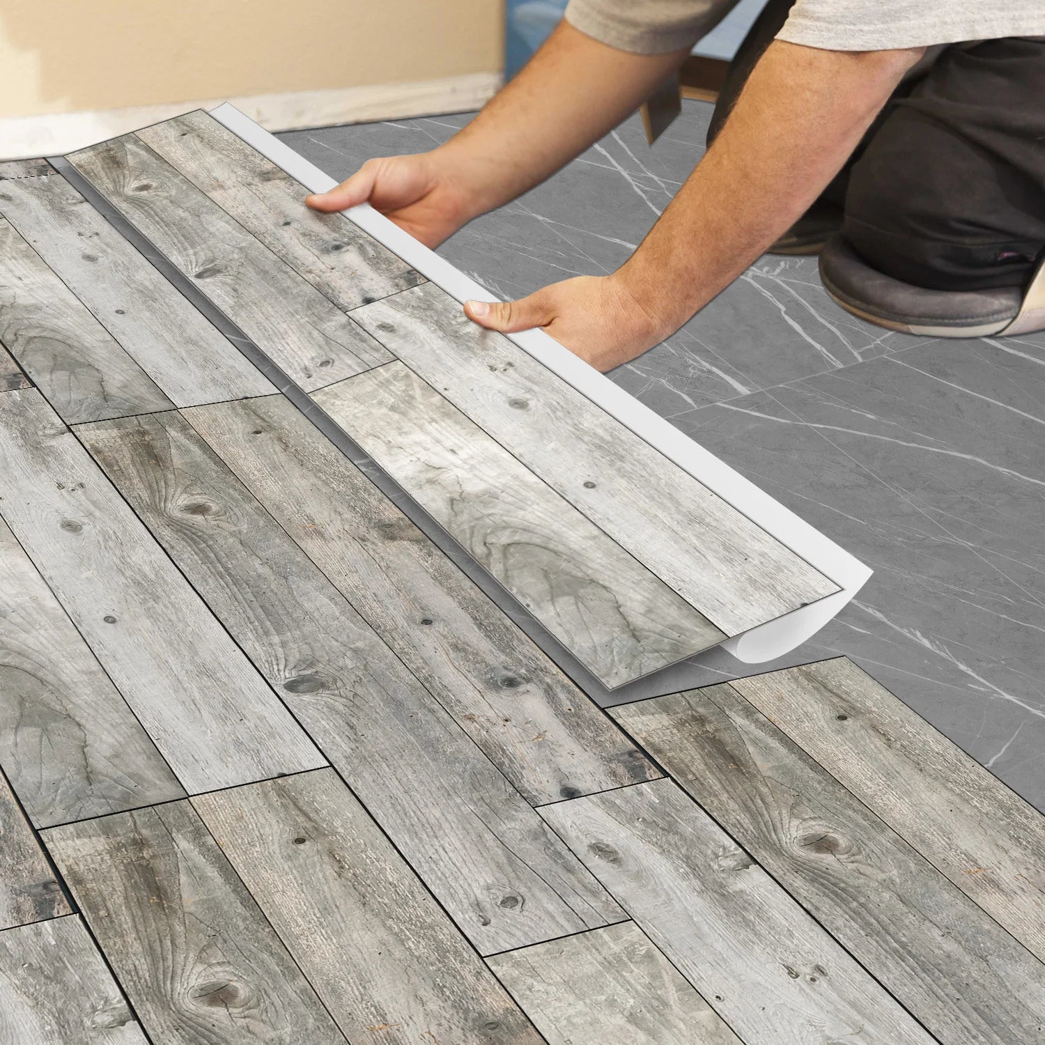 Simple Wood Grain PVC Floor Stickers For Corridors Living Rooms Wall And Floor Decorations Waterproof Self-Adhesive Wall Sticker