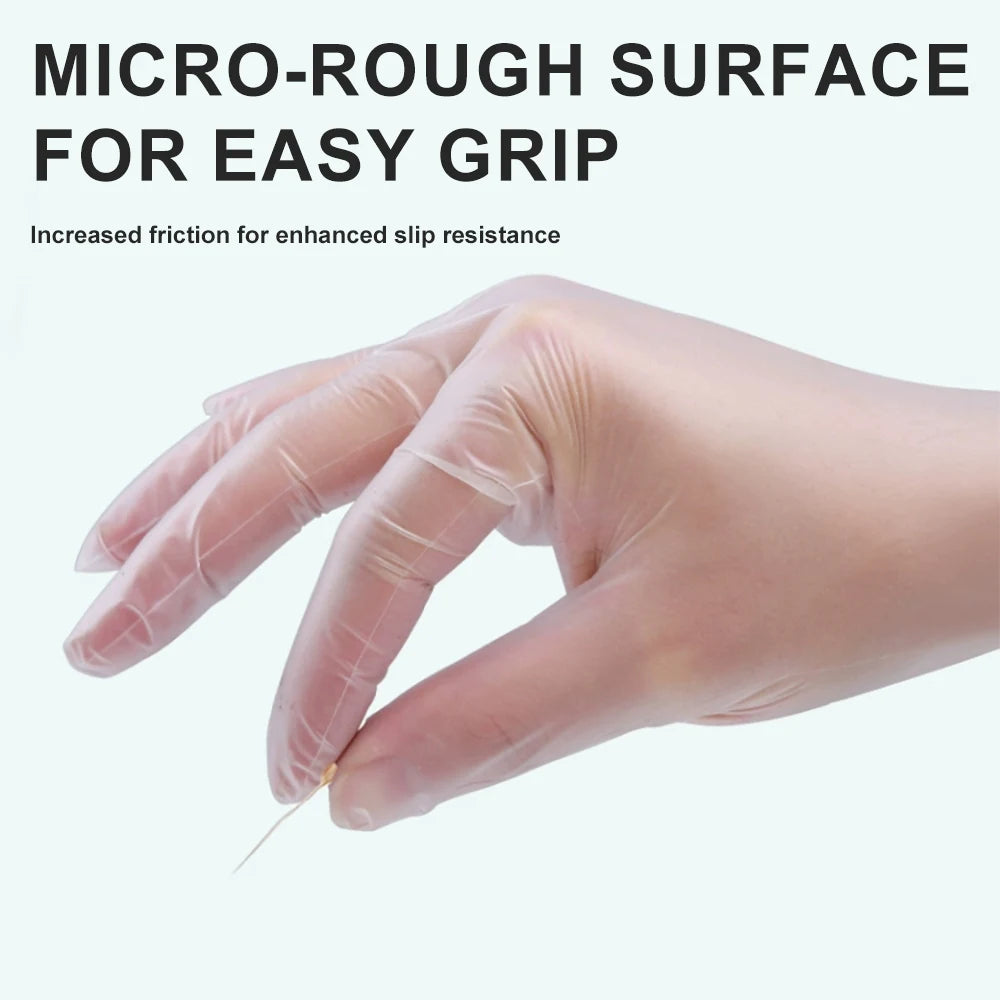 Cofoe 100Pcs Medical Grade Gloves TPE Disposable Gloves Transparent Non-Slip Acid Work Safety Food Grade Household