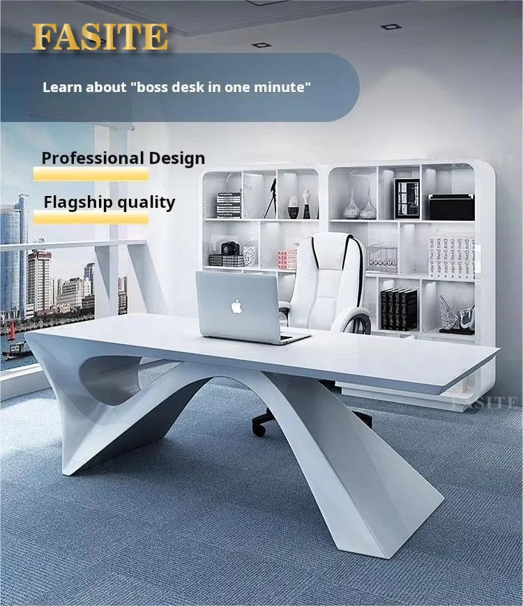 Modern new president's office desk and chair white high-end design office furniture