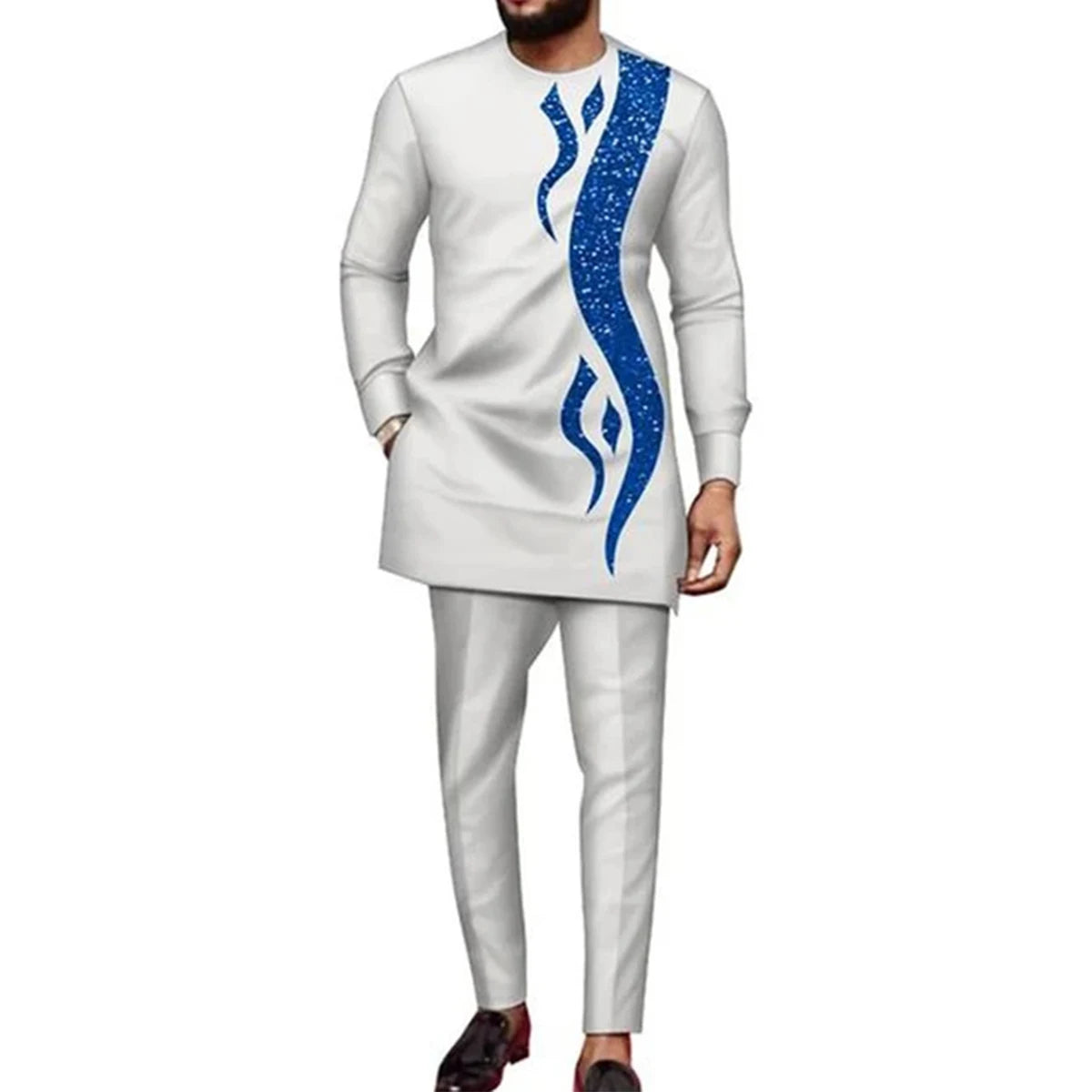 2024Kaftan Elegant African Men's suit Two-piece Agbada dress Wedding jacket and trousers Wedding suit African ethnic style
