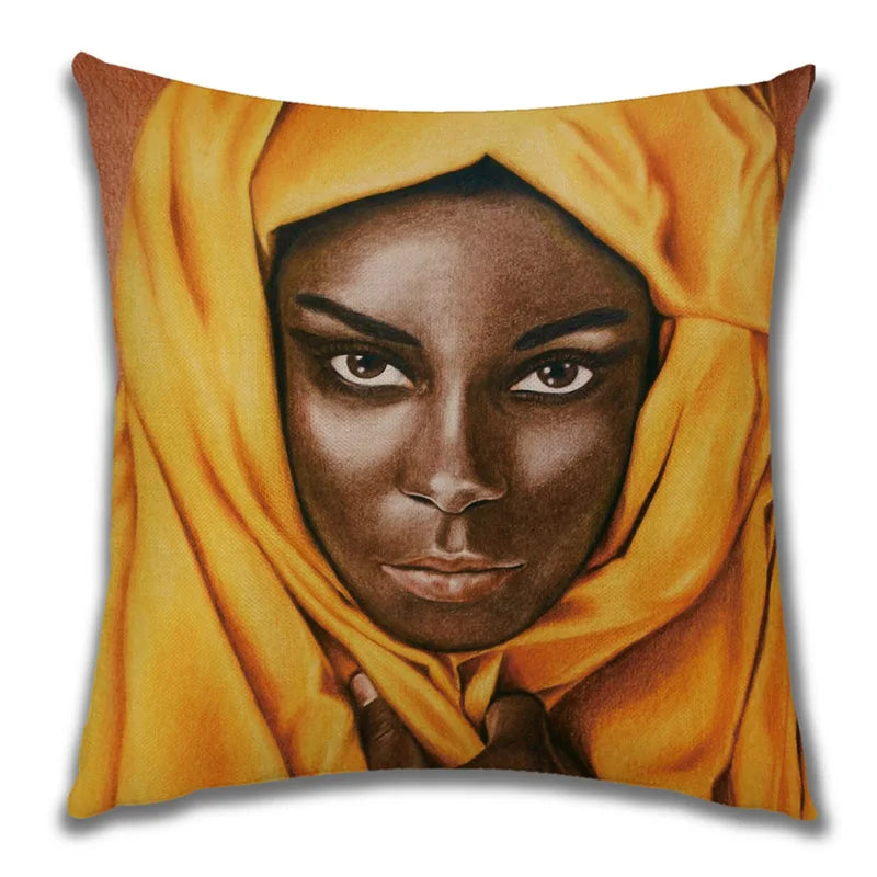 African Costume Clipart Throw Pillow 45x45 Africa Life Collection African Woman Pillowcase Sofa Car Decorative Cushion Cover