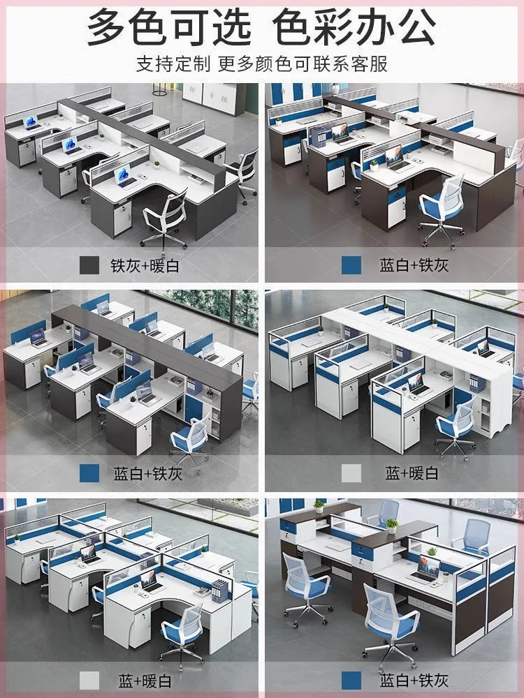 Modern Design Office Furniture Single-seat Employee Workstations Wooden Computer Desks and Office Desks with Storage Cabinets