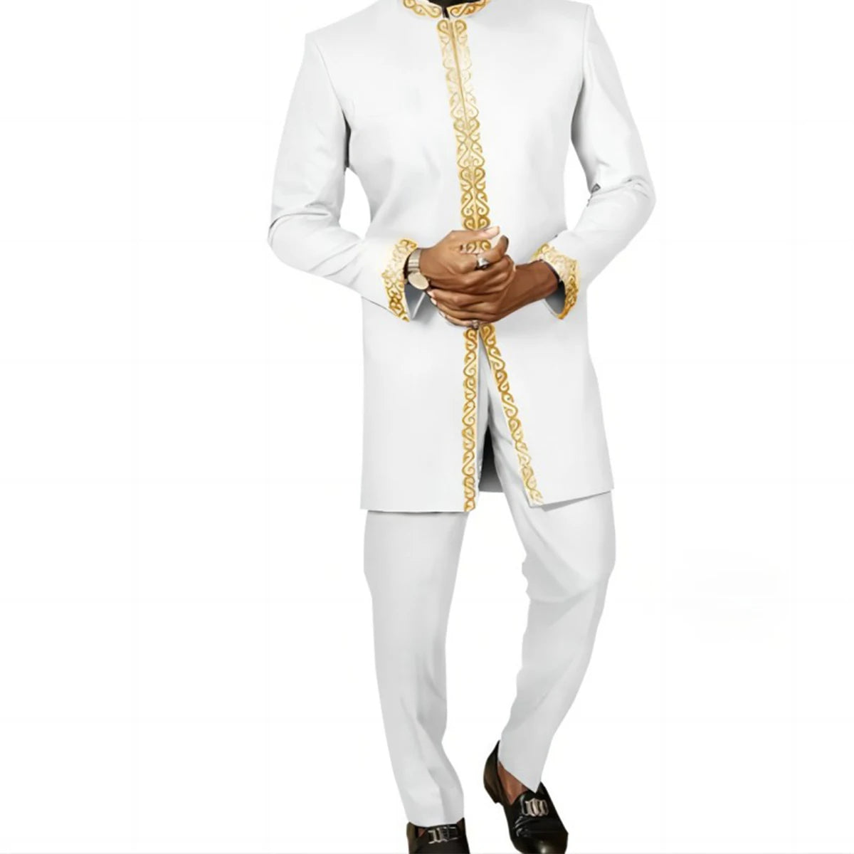 2024Kaftan Elegant African Men's suit Two-piece Agbada dress Wedding jacket and trousers Wedding suit African ethnic style