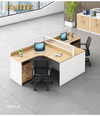 Simple modern financial desk and chair combination with dual workstation booth for office work