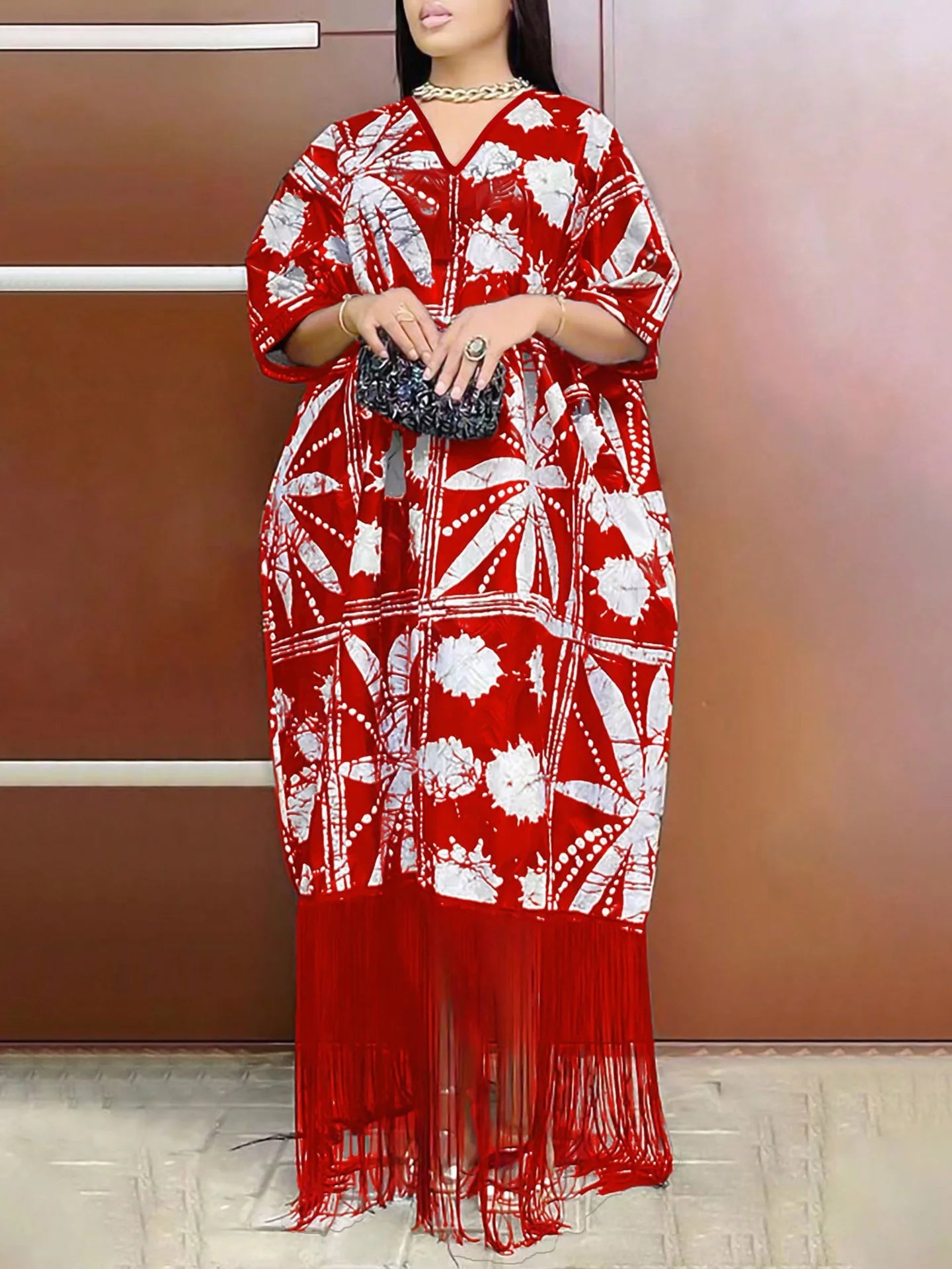 2025 African Dresses for Women Tassels African Fashion Boubou Dashiki Ankara Outfits Evening Gown Abayas Printing Kaftan Robe