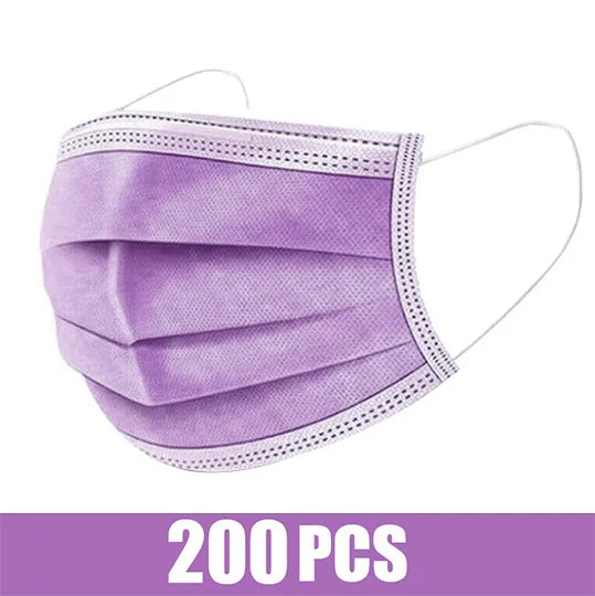10/200PC Masks Surgical Disposable 3-layer Face Mask Breathable Mask With Elastic Earband Breathable Adult Medical Mouth Mask