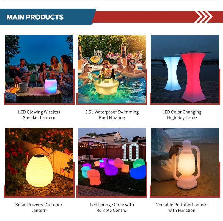 Illuminated High Bar Table and Chair Party Glowing Plastic Bar Led Light up Cocktail Table Set for Events