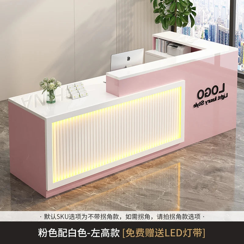 Luxury Simple Reception Desk Logo Salon Decorations Modern Reception Desk Office Beauty Mostrador Recepción Commercial Furniture