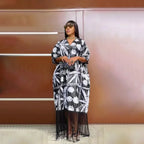 2025 African Dresses for Women Tassels African Fashion Boubou Dashiki Ankara Outfits Evening Gown Abayas Printing Kaftan Robe