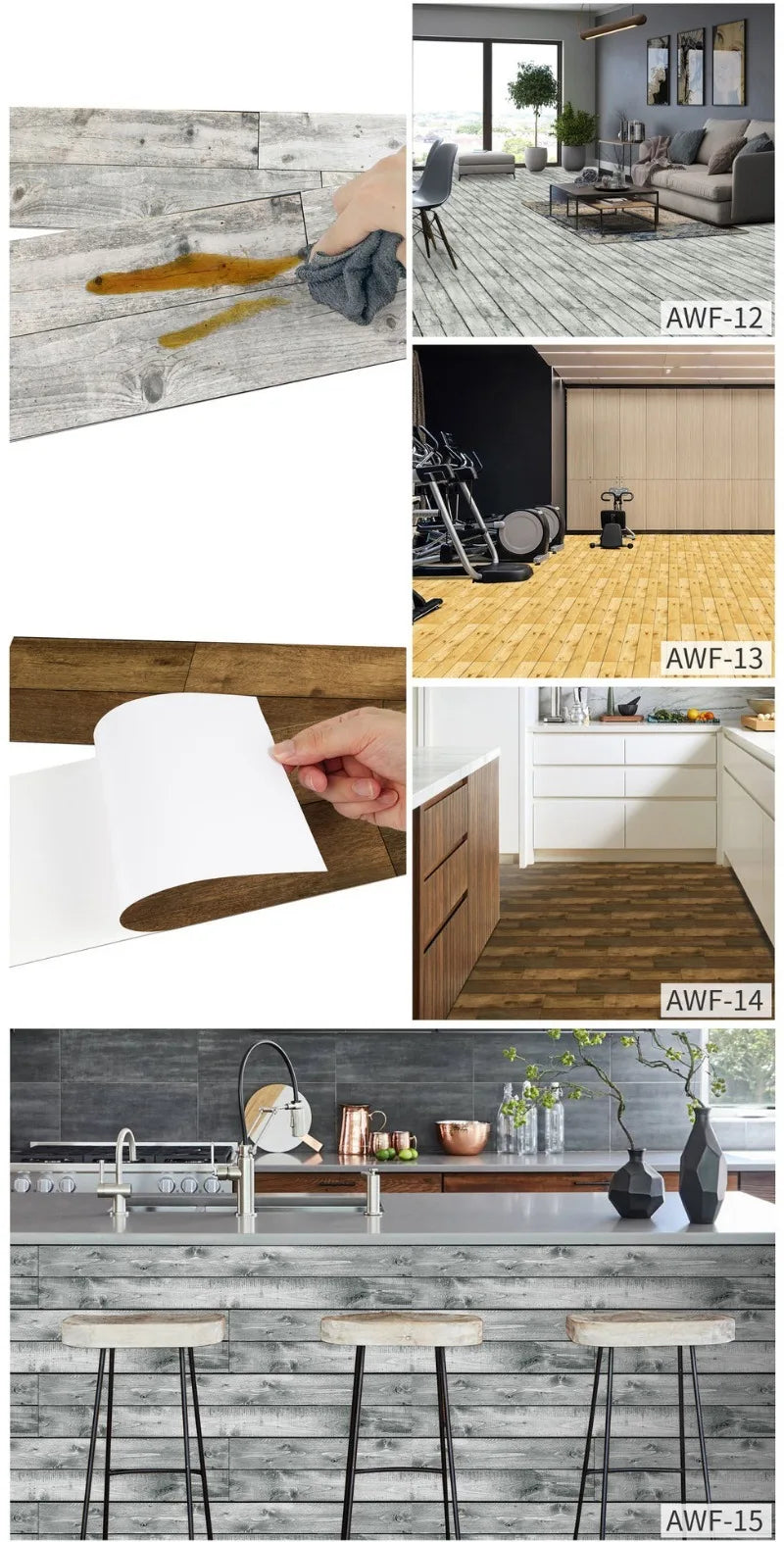 15x90cm Waterproof 3D Self-Adhesive thick Wood Grain Floor sticker Wallpaper Wall Sticker Living Room Toilet Kitchen Home Decor