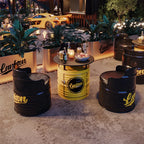 Industrial wind oil drum table and chair combination milk tea barbecue restaurant indoor and outdoor wrought iron furniture can