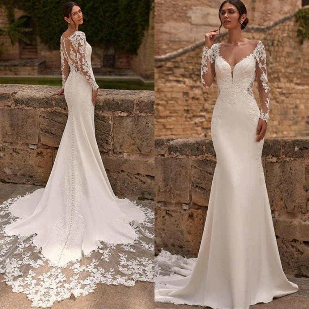 Customized Luxury Lace Dresses Women 2025 Wedding Elegant Jersey Wedding Dresses Exquisite Heavy Industry Wedding Dresses