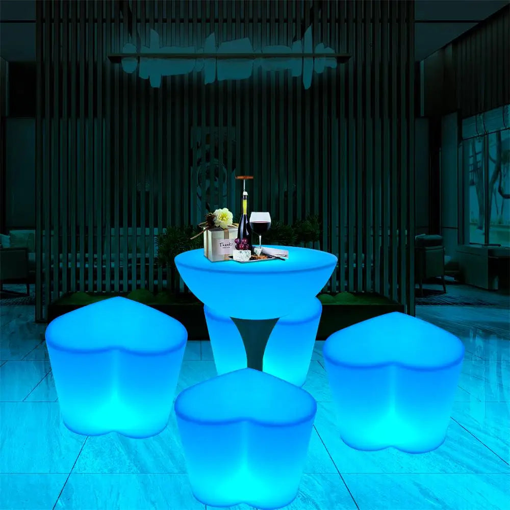 Outdoor Garden Bar Furniture Set LED Chair Bar Stool Sofa Table CE Certified for Hotel Villa Supermarket Made Durable Plastic