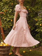 2025 New Fashion Women Floral Print Elegant A Line Long Dresses Casual Spring Summer Chic Party Maxi Dress  Robe Femme