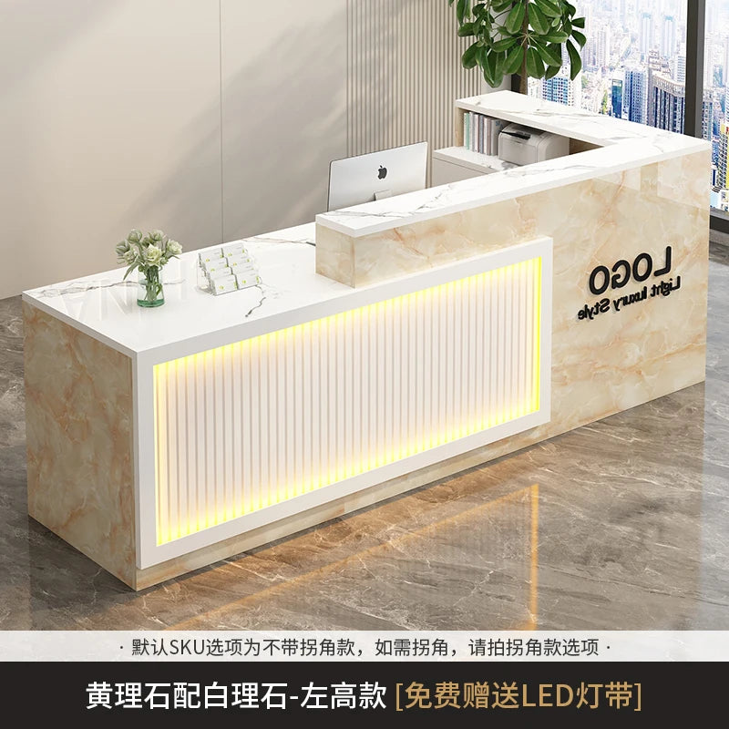 Luxury Simple Reception Desk Logo Salon Decorations Modern Reception Desk Office Beauty Mostrador Recepción Commercial Furniture