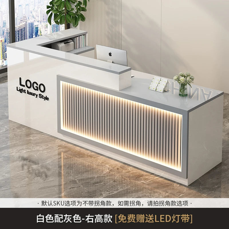 Luxury Simple Reception Desk Logo Salon Decorations Modern Reception Desk Office Beauty Mostrador Recepción Commercial Furniture