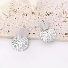 Geometric Metal Round Earrings