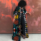 African Dresses for Women African Ethnic Print Loose Long Trench Coat Streetwear Dashiki African Clothes Cardigan African Kimono