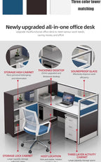 Modern Design Office Furniture Single-seat Employee Workstations Wooden Computer Desks and Office Desks with Storage Cabinets