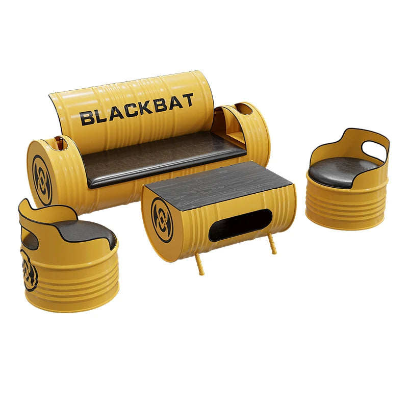 Industrial style sofa coffee table combination Internet celebrity creative bar clear bar milk tea shop table and chair oil drum