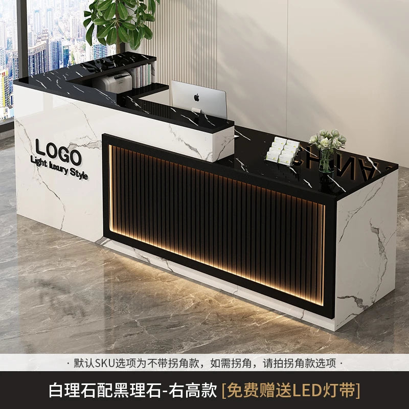 Luxury Simple Reception Desk Logo Salon Decorations Modern Reception Desk Office Beauty Mostrador Recepción Commercial Furniture