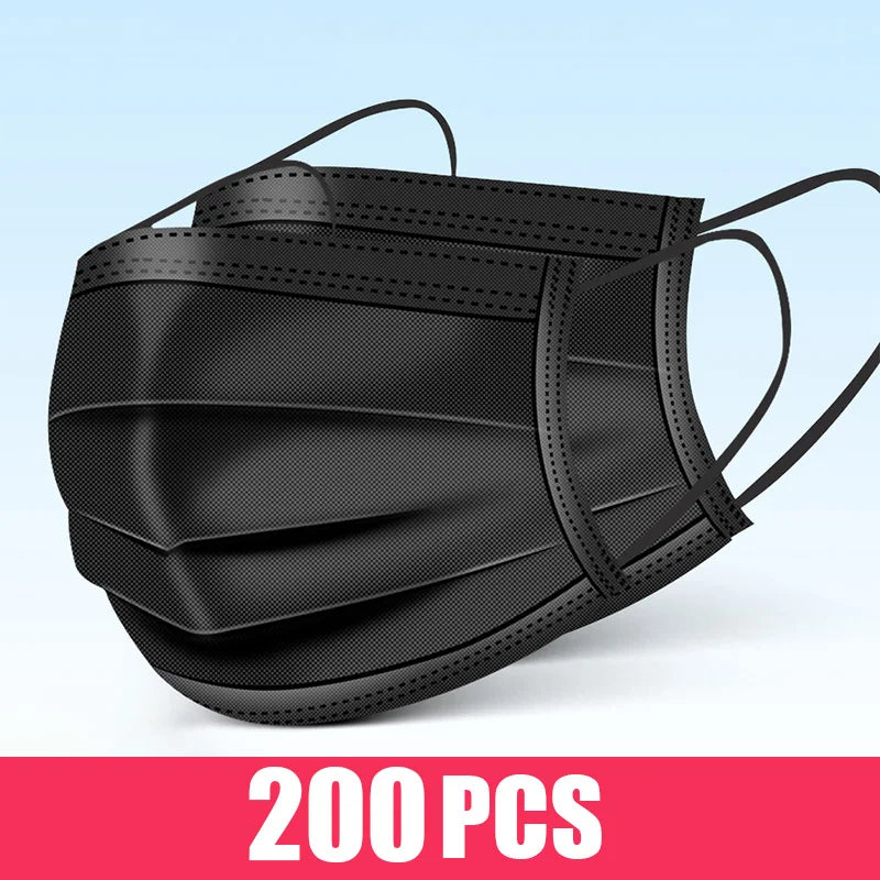 10/200PC Masks Surgical Disposable 3-layer Face Mask Breathable Mask With Elastic Earband Breathable Adult Medical Mouth Mask
